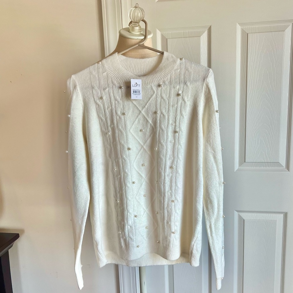 NWT Ann Taylor Loft Pearl Sweater